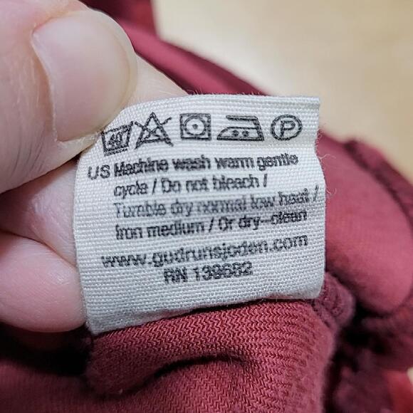 GUDRUN SJODEN Women Sweater L Red Swirl Print Velour Organic Cotton Long Sleeve - Picture 9 of 9